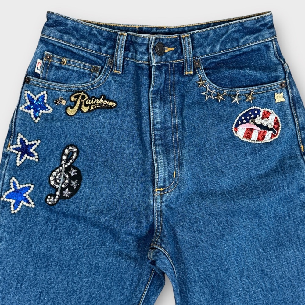 Marc Jacobs $500 NWT Bright Blue Jeans Sequin Mermaid Charms Beaded 26 - Picture 2 of 16